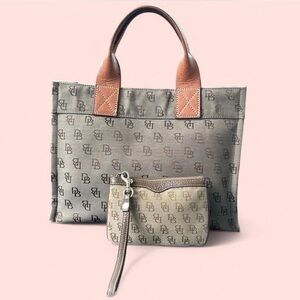 Authentic Vintage Dooney & Bourke Canvas Tote Handbag c.1990s w/wristlet